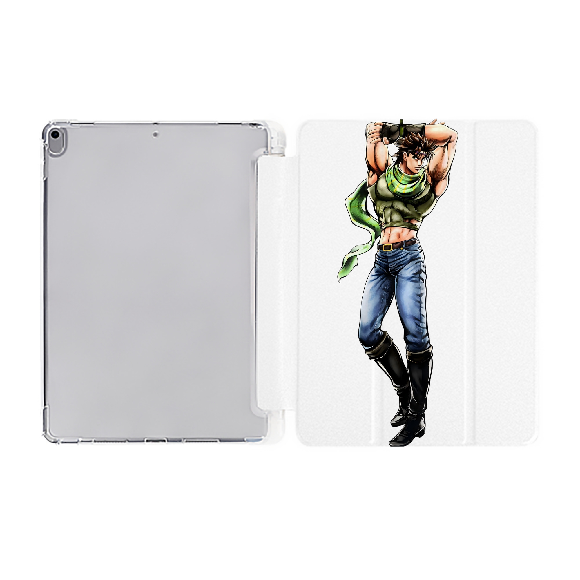 （画像用） ジョジョの奇妙な冒険 ジョセフ?ジョースター JoJo's Bizarre Adventure Joseph Joestar IPad ケース ペン収納付き 三つ折りスタンド PUレザー×シリコン 対応機種9.5/10.5/10.9インチ